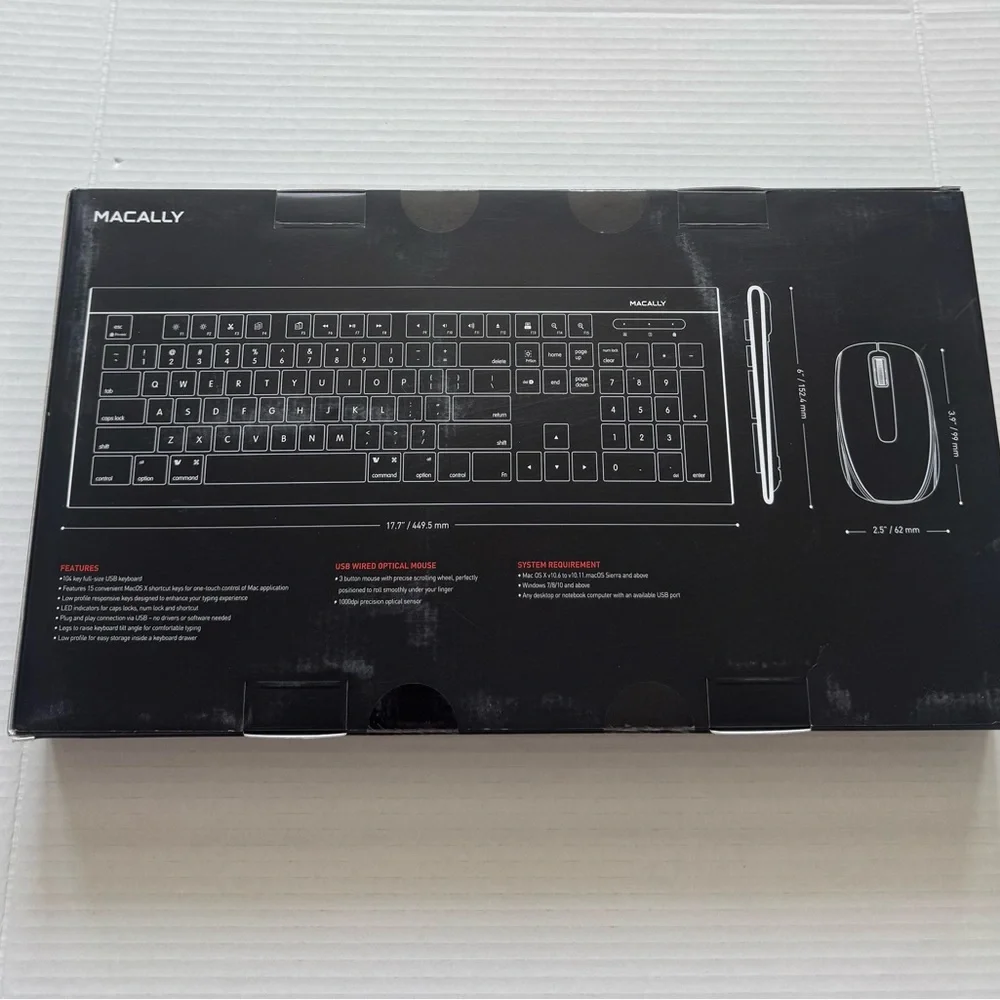 Macally White USB Keyboard and Mouse Combo